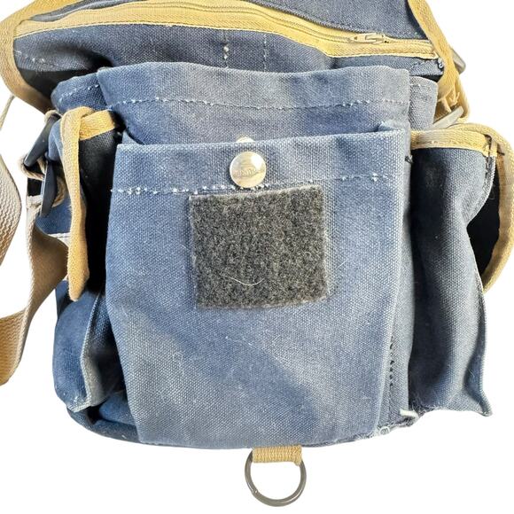 Vintage DomKE Rugged Professional Camera Bag  Navy Canvas Tan Strap MultiPocket - Picture 3 of 9